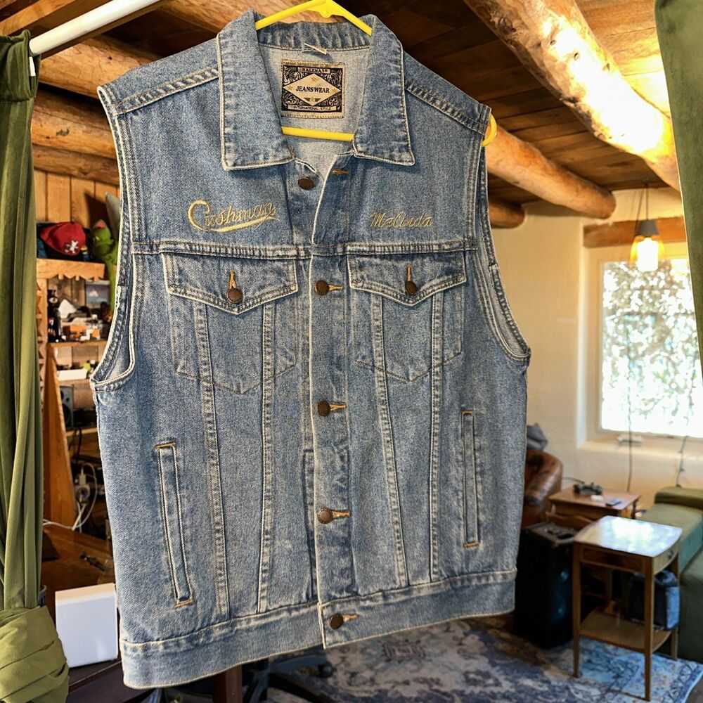 Haleman Jeans Wear Womens M Denim Vest Cushmans Motor Scooter Club Embroidered